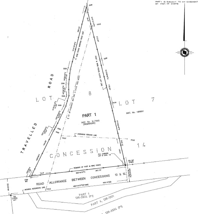 Official property survey of Howe Glen — triangular parcel, Craig Road west, dimensions and bearings shown